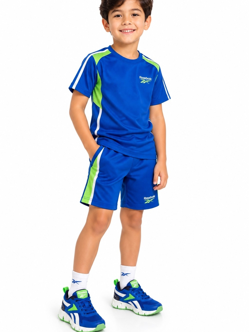 REEBOK Blue & Green Kids' Athletic Running Sneakers - SIZE 11 NWT